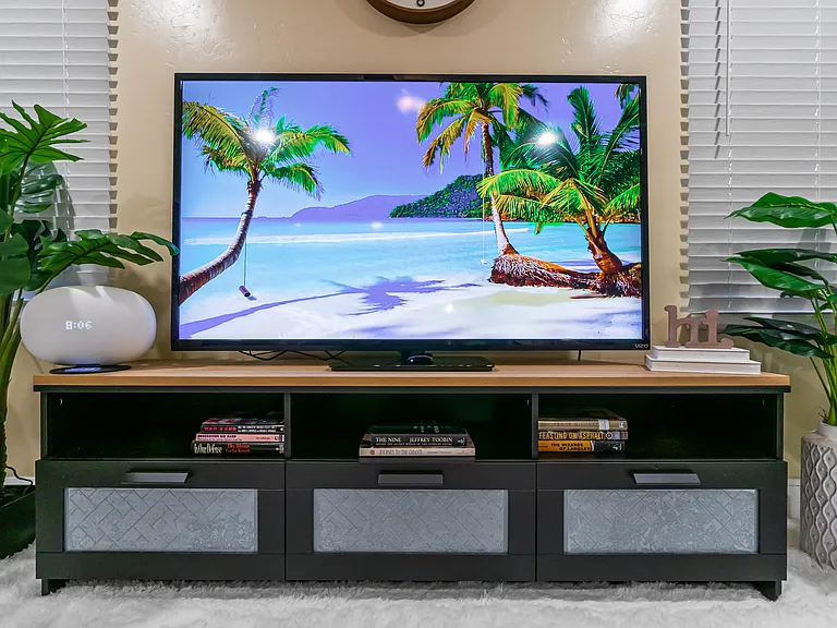 Stream your favorite shows and movies anytime on the smart TV for cozy nights in.