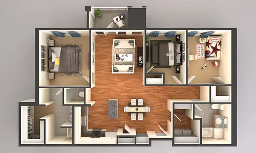 Floor plan 3 Bedroom 4590 A