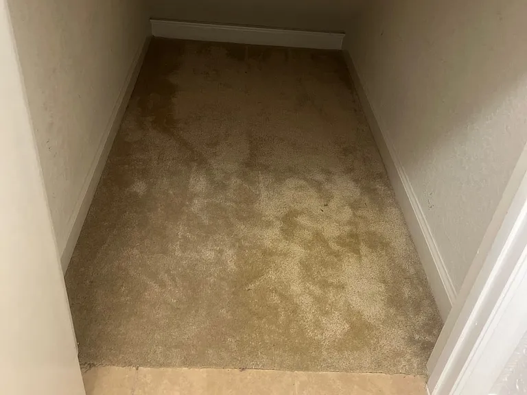 space under spairs in the guest bathroom for your emply bags and other storage