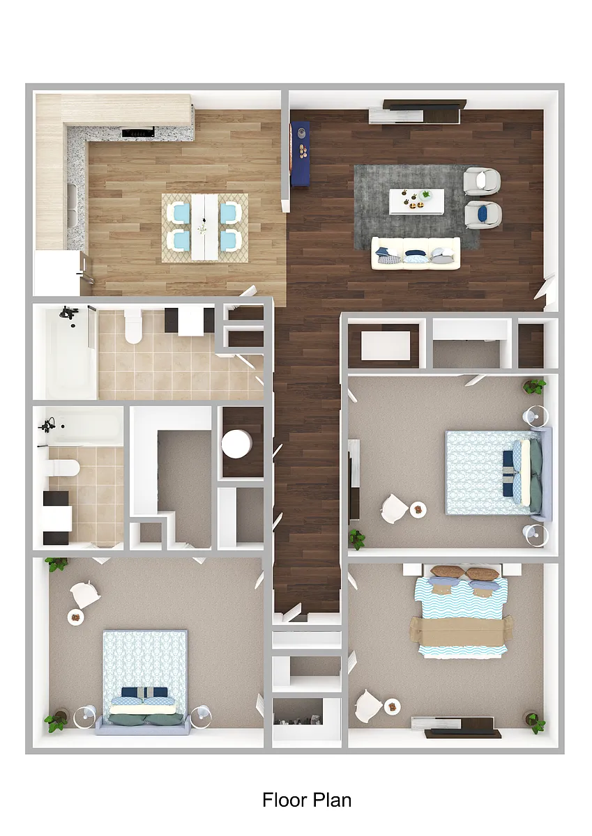Floor plan 3 BR, 2 Bath DS