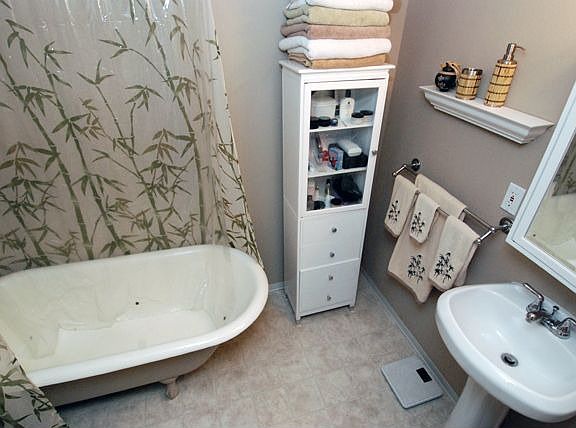 Relax after a long day in the clawfoot tub.