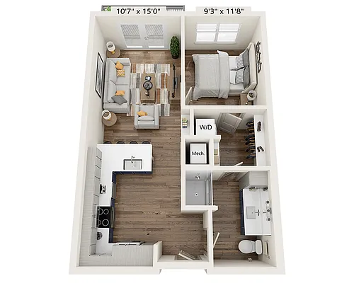 Floor plan One Bedroom A1A-III
