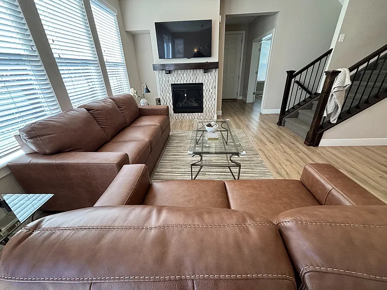 New leather sofa and loveseat