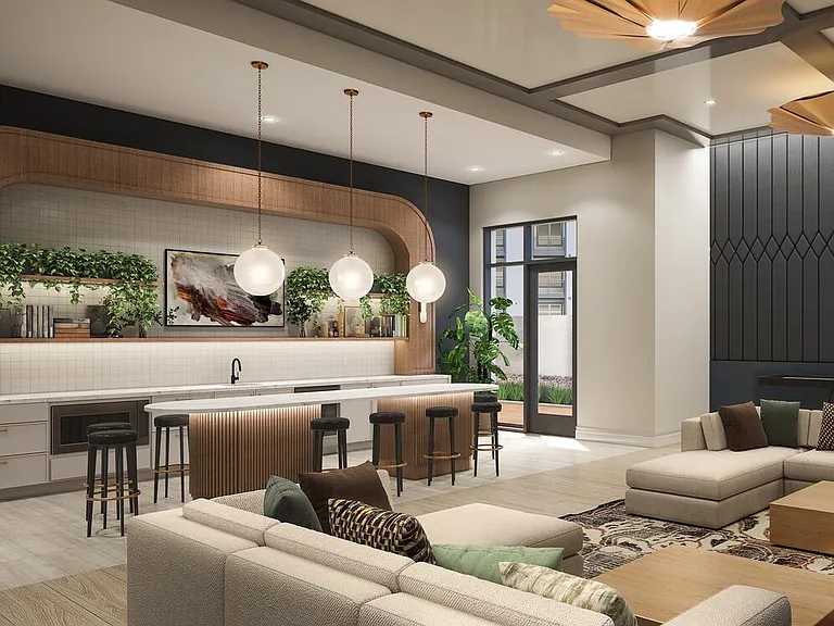 Building 500 Lounge with entertaining kitchenette (Rendering)