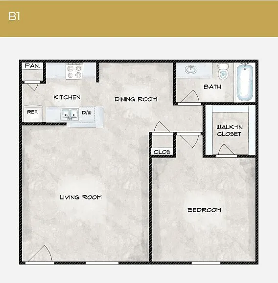 Floor plan 1 Bedroom 1 Bathroom