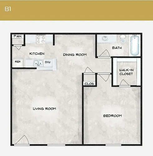 Floor plan 1 Bedroom 1 Bathroom