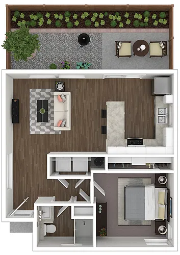 Floor plan One-Story One Bed, One Bath