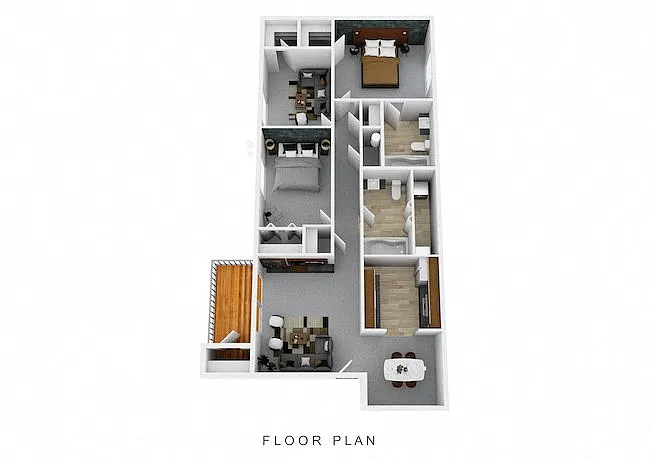 Floor plan Three Bedroom Two Bath