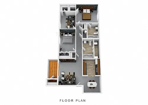 Floor plan Three Bedroom Two Bath