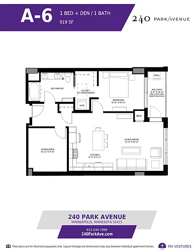 Floor plan $2.34/sq.ft. - One Bedroom A-6