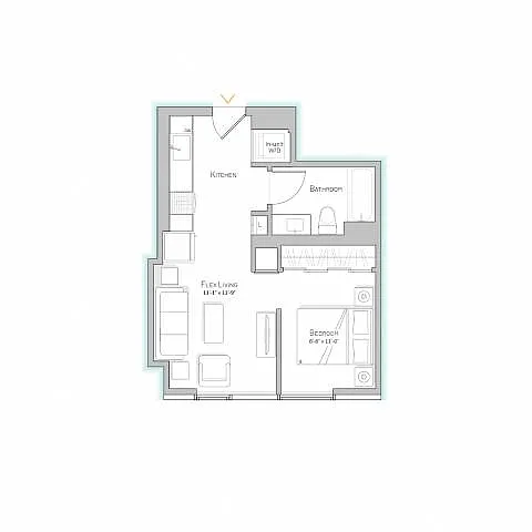 Floor plan Convertible - Tier 10 - 480 SF