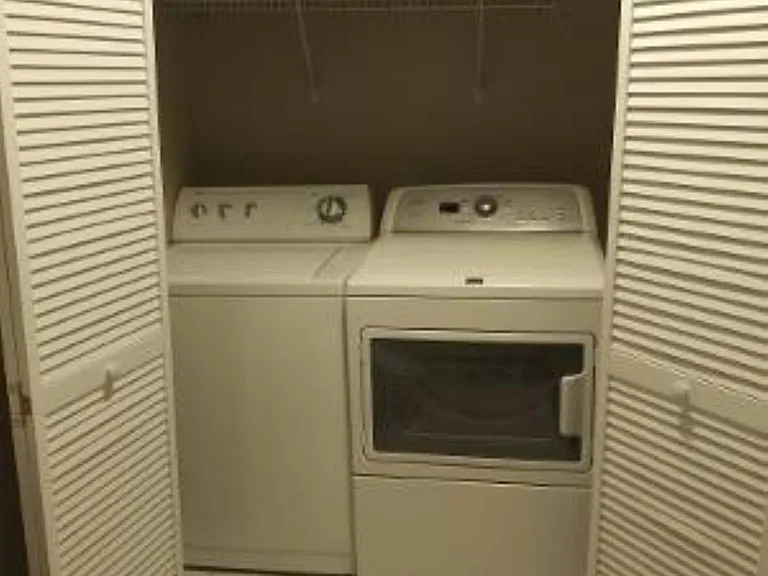 Guest Bathroom Utility Closet with Full Size Washer/Dryer