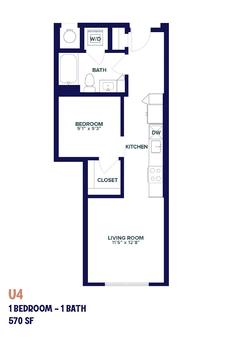 Floor plan Nita Urban One Bedroom U4