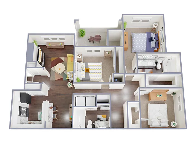 Floor plan 3 Bed, 2 Bath B with Garage