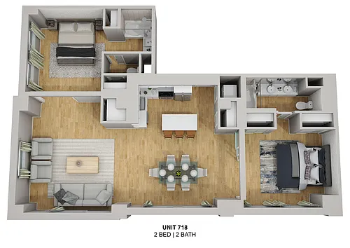 Floor plan Corner Skyline Suite-2 Bed 2 Bath