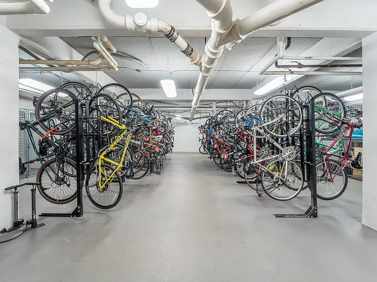 Bike storage room with repair station