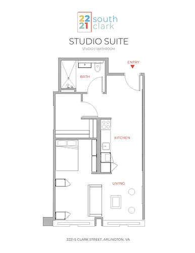 Floor plan 1 Bed 1 Bath - 574 sqft