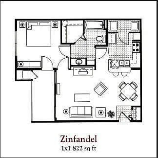 Floor plan 1x1 LG Standard