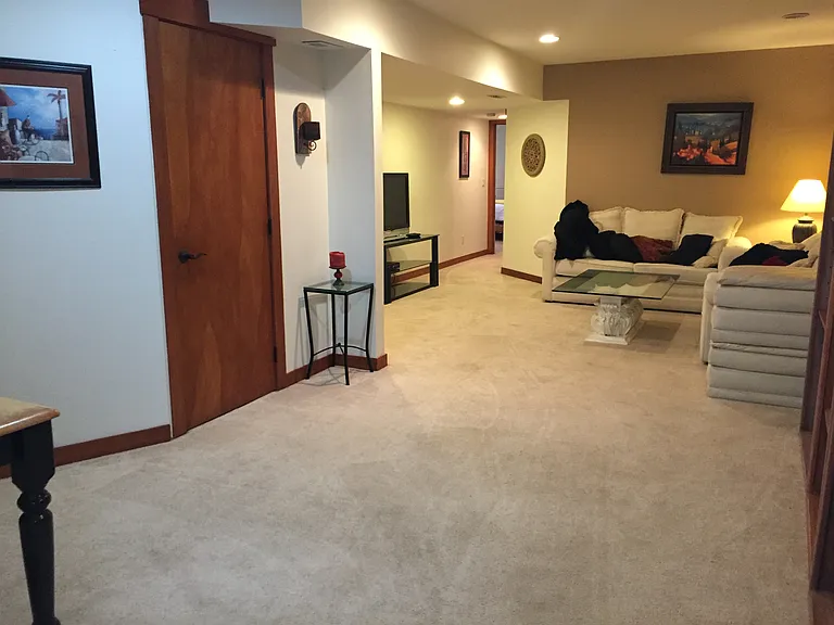 Spacious Living Room with new carpet.