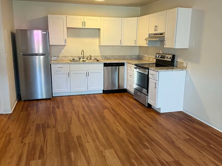 Original kitchen design, and living area