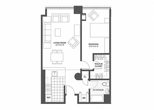 Floor plan 1 Bed/1 Bath