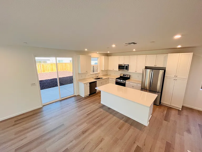 Kitchen and backyard view
