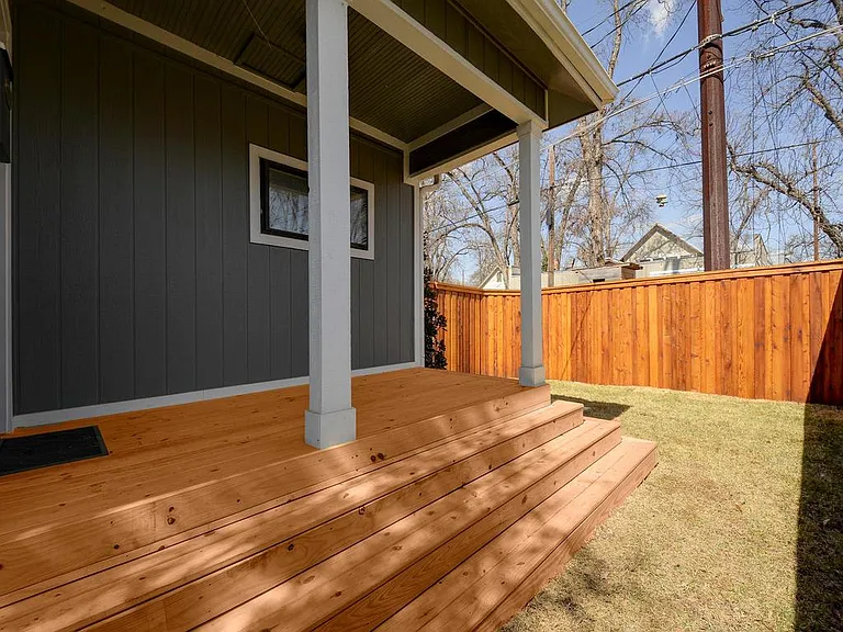 Enjoy your private yard from your front porch.