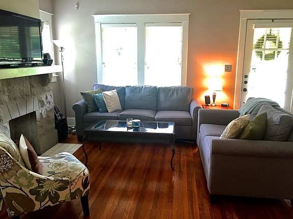 Living room with ventless gas fireplace