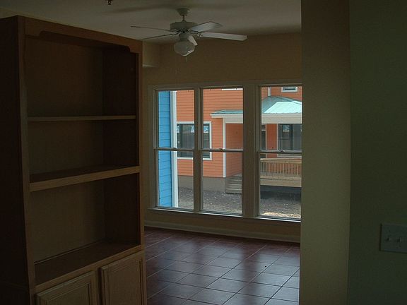 View into the living area from the office/dining area.