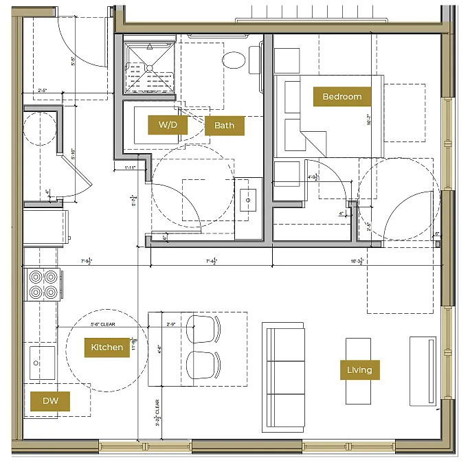 Floor plan 1 Bedroom Floor Plan M (Accessible) | Lofts North