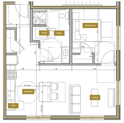Floor plan 1 Bedroom Floor Plan M (Accessible) | Lofts North
