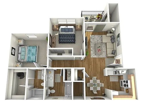 Floor plan 2 Bed, 2 Bath
