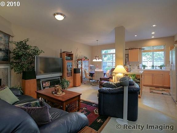 Open great room with gas fireplace