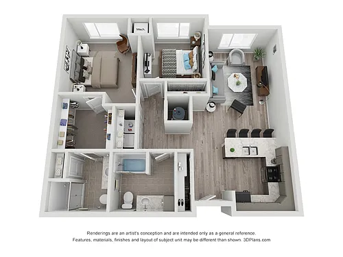 Floor plan Apartment Style- 2 Bedroom 2 Bathoom