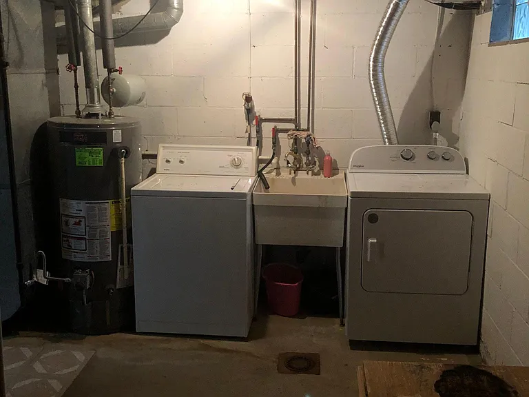 Laundry and storage lower level