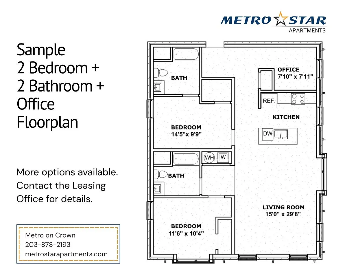 Floor plan Two Bed Two Bath Plus