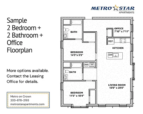 Floor plan Two Bed Two Bath Plus