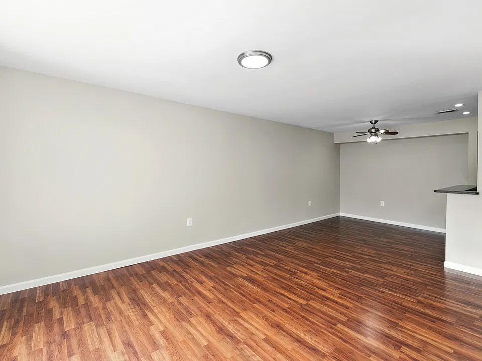 Entry view Living room and dining area