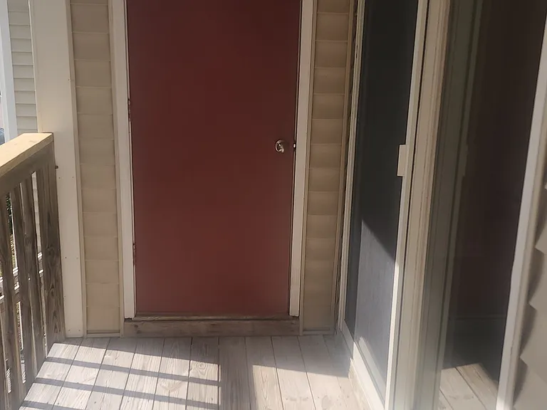 Balcony and storage closet.