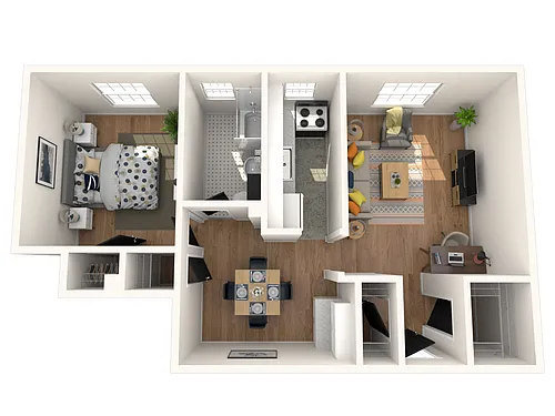 Floor plan One Bedroom With Sun Room