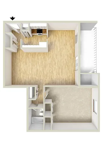 Floor plan One Bedroom North