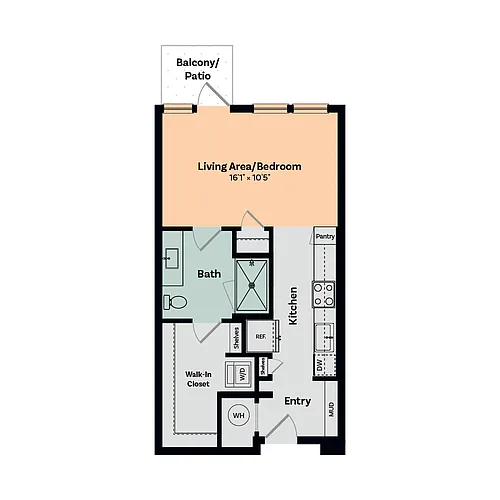 Floor plan Studio Bed / 1 Bath