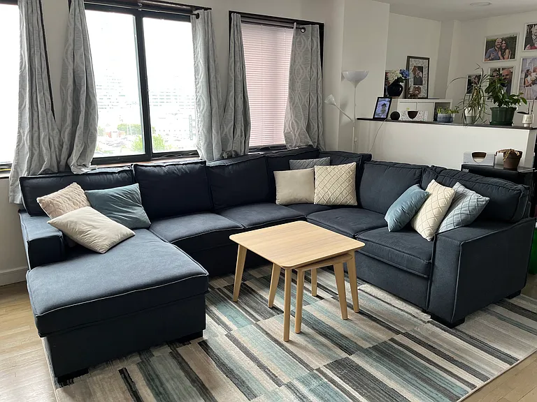 Living room and work den behind the separator wall