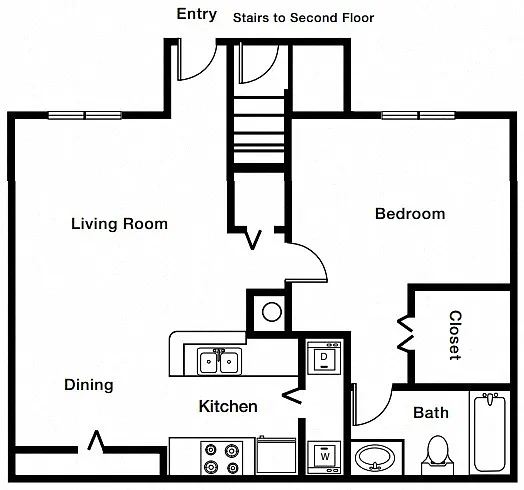 Floor plan One Bedroom One Bath 50%