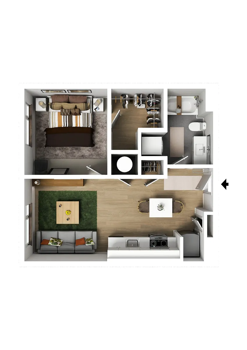 Floor plan 1 Bedroom Type G