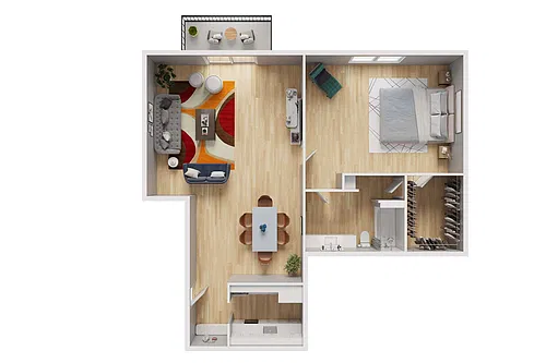 Floor plan 1 Bedroom, 1 Bath