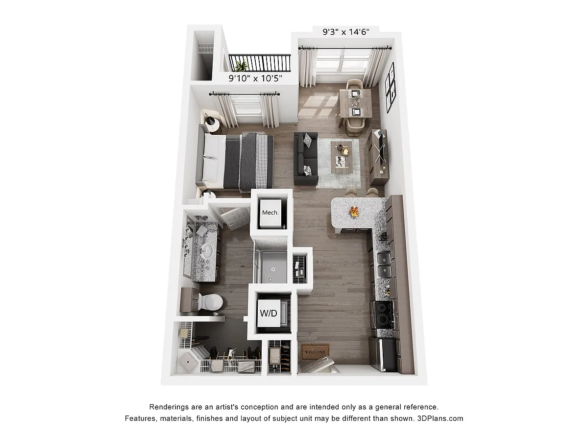 Floor plan E-1 Studio