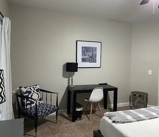 Home office with West Elm Parsons desk