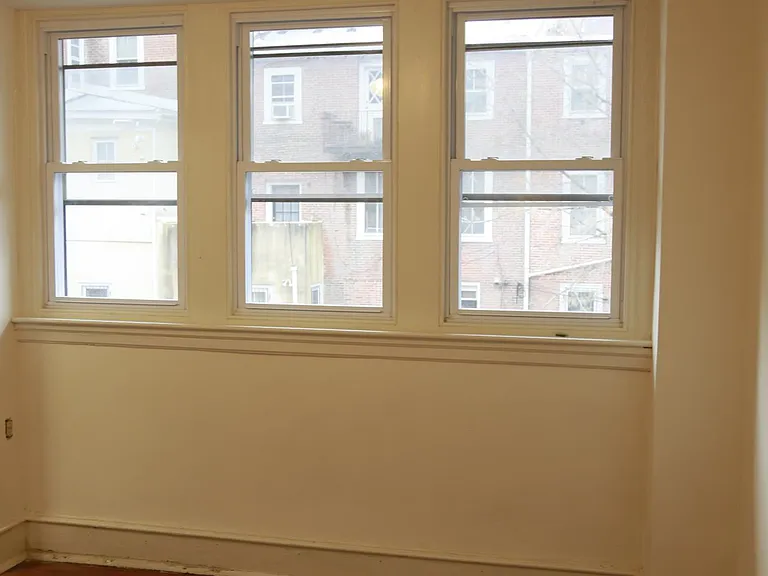 room right outside the kitchen. looks out onto the parking lot.