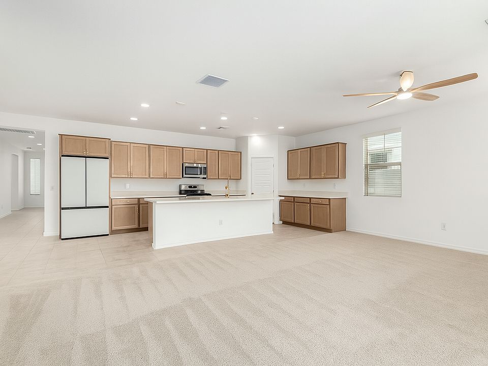 Kitchen, living room, and entrance hallway